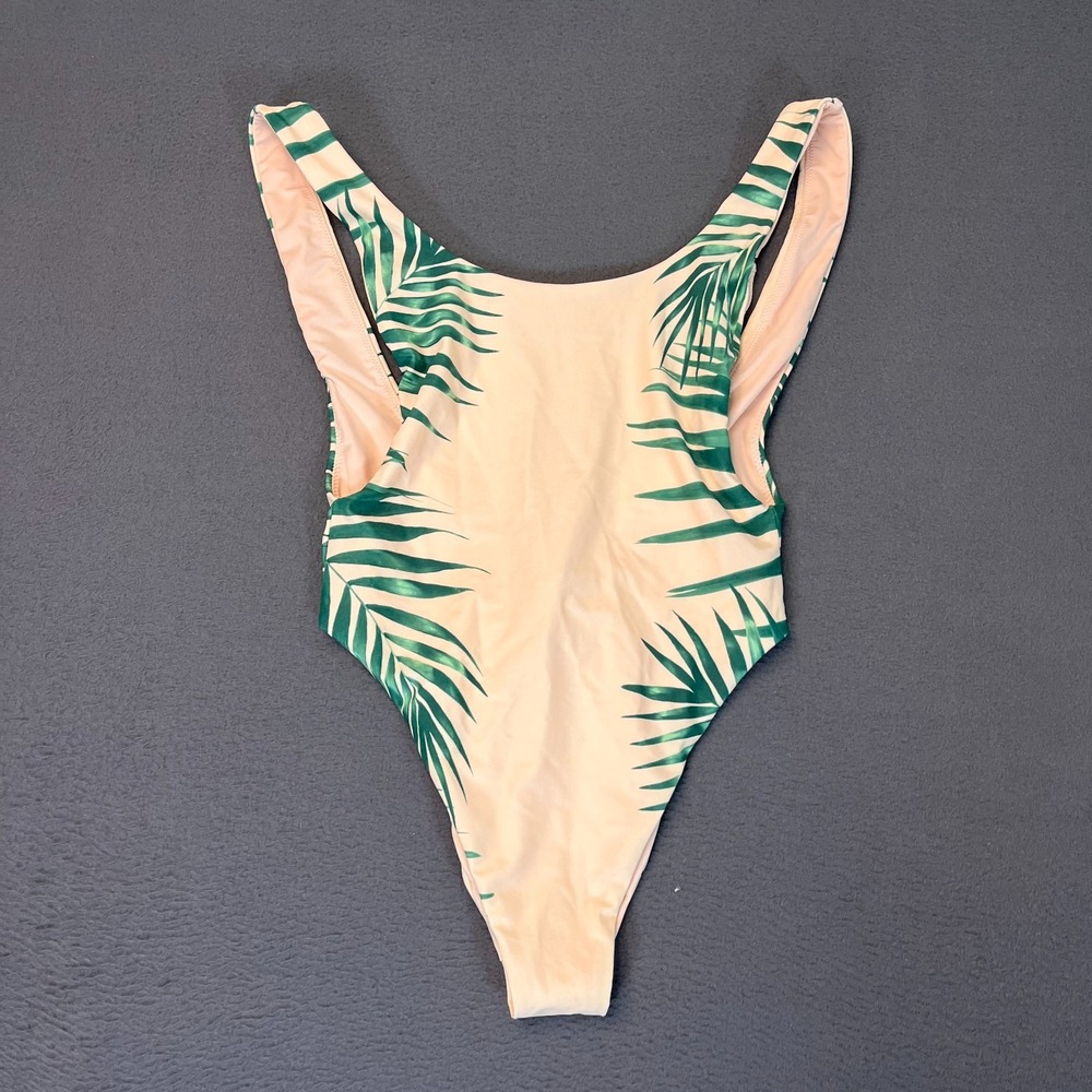 aerie Womens Small Blush Pink Tropical Palm One Piece Swimsuit Sleeveless NWT